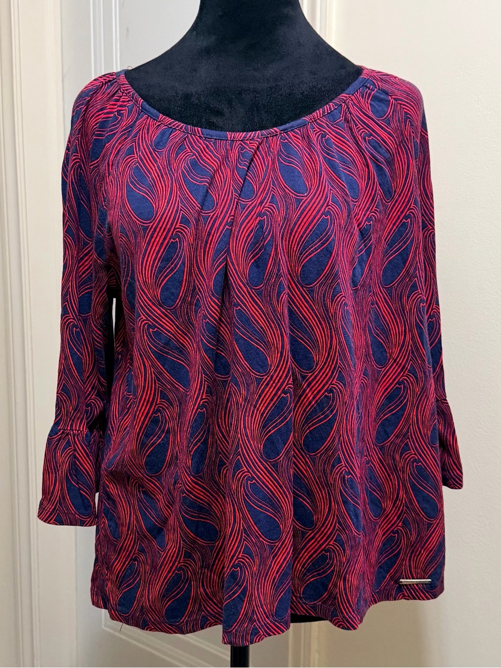 Michael Kors Peasant Paisley Print Blouse Womens Size L